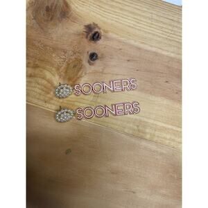 Oklahoma Sooners Pearl Cluster Dotted Enamel Drop Earrings
